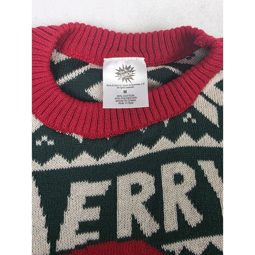The Grinch Merry Grinchmas Ugly Christmas Sweater Green Holiday Sweatshirt Sz M